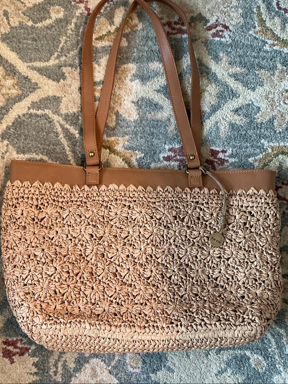 The SAK , like NEW, Woven Straw Tote Bag in Beige - Stylish Everyday Carry